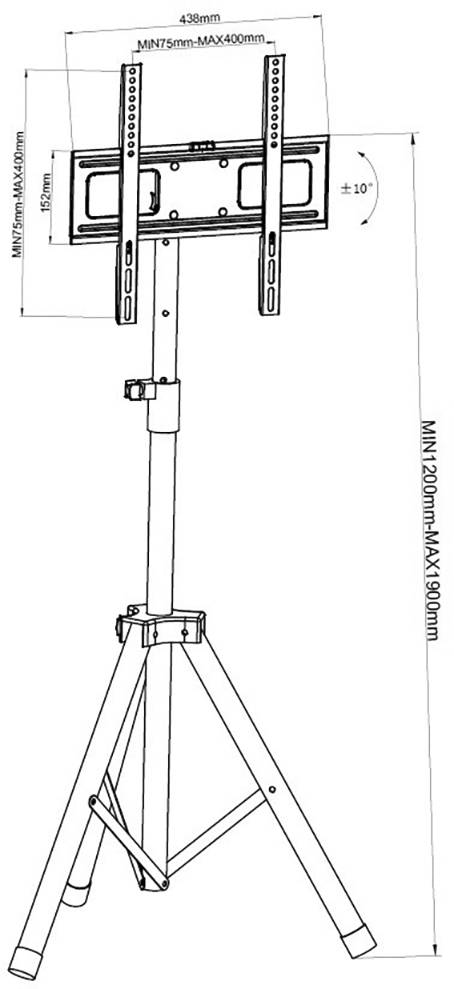 TECHly ICA-TR17T2 Pied pour TV 8,9 cm (3,5") - 152,4 cm (60") réglable en hauteur, inclinable, rotatif-2
