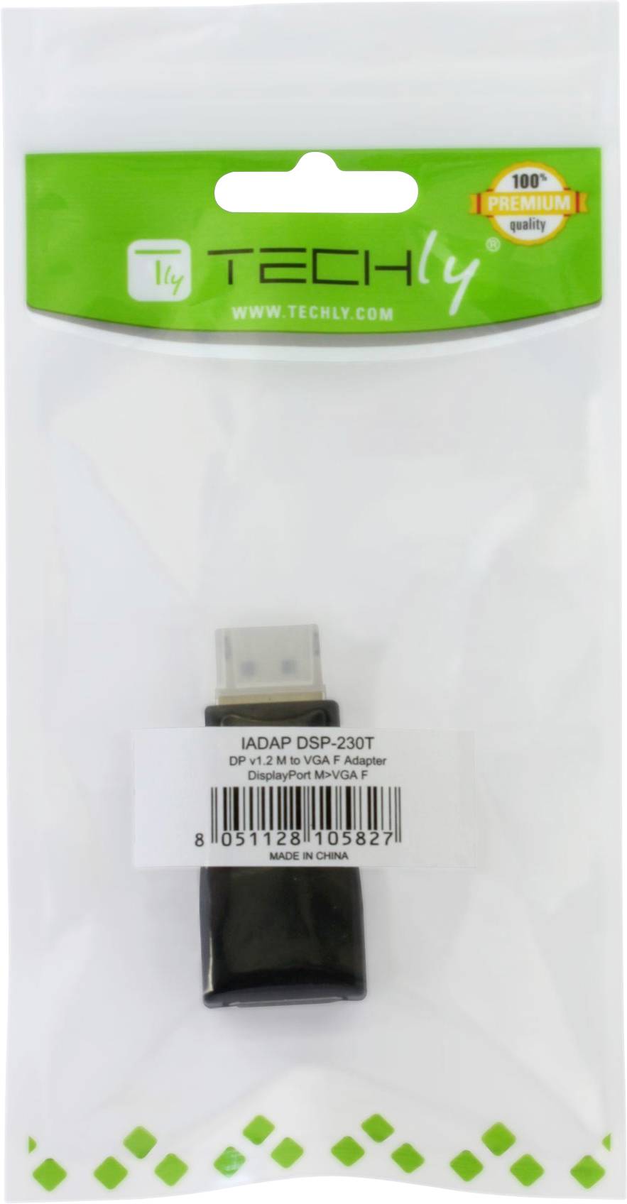 TECHly IADAP-DSP-230T DisplayPort / VGA Adaptateur [1x DisplayPort mâle - 1x VGA femelle] noir 0 mm-1