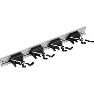 Un support mural avec cinq supports de rangement pour outils. Adapté aux balais, serpillières ou appareils similaires.