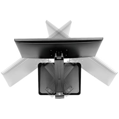 Un moniteur vu de dos sous différents angles montre les fonctions de rotation et d'inclinaison de l'écran.