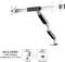 Bras double-écran en argent avec articulation flexible et deux options de montage : pince et œillet.