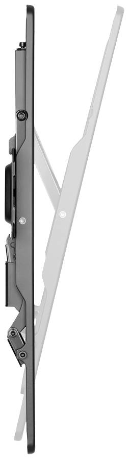 Vue latérale d'un moniteur noir fin avec support réglable positionné à un angle plat.