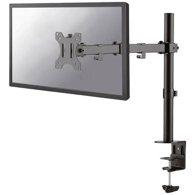 'Un bras de support pour moniteur avec pince de fixation à une table présente un écran en orientation horizontale.'