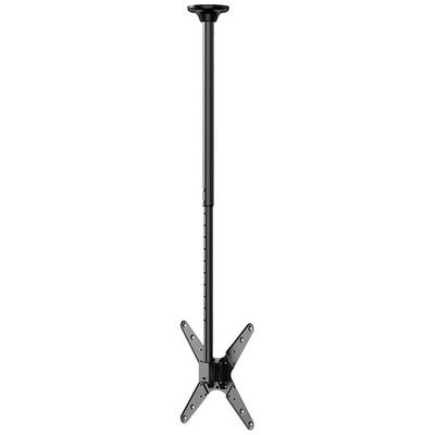 Support de projecteur ou de moniteur, noir, avec bras télescopique réglable et plaque de fixation en forme de X.