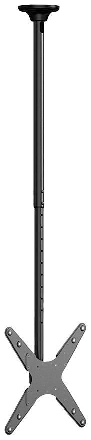 Support métallique avec tige réglable et base en croix, adapté pour la fixation d'un objet tel qu'un moniteur.