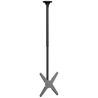 Support métallique avec tige réglable et base en croix, adapté pour la fixation d'un objet tel qu'un moniteur.