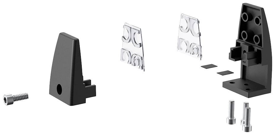 Écorché d'un ensemble de fixation avec vis, supports et entretoises. Montre l'ordre de montage des pièces.