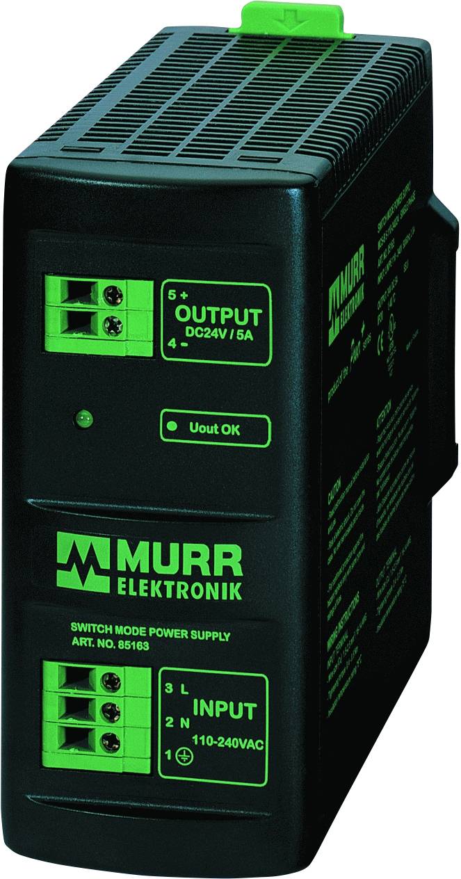 Bloc d'alimentation électronique Schwarzes Murr, numéro d'article 85163. Sortie : CC 24V/5A. Entrée : 110-240VCA.
