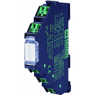 Module électronique de Murr Elektronik avec des connecteurs verts et des spécifications techniques imprimées sur la face avant.