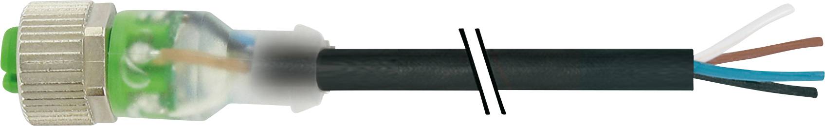 Une fiche Ethernet dont l'isolation a été partiellement retirée. Quatre fils dénudés de couleurs marron, bleu, blanc et rouge sont visibles.