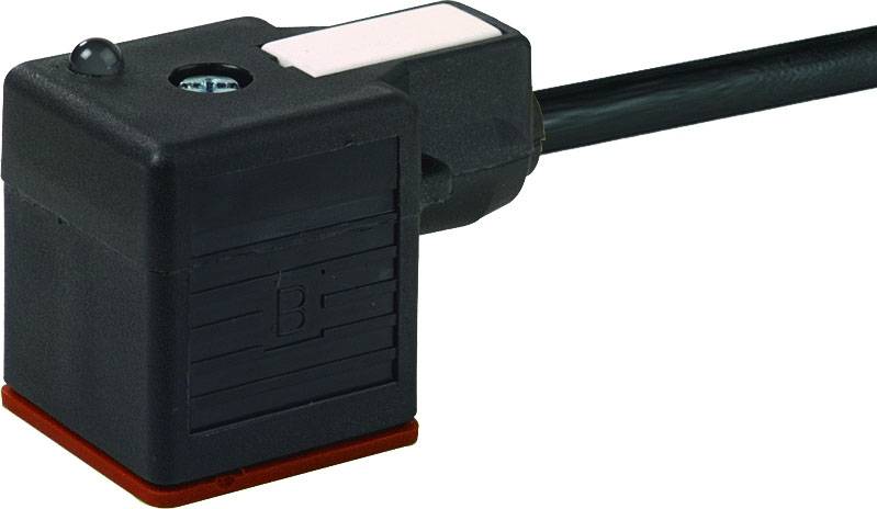 Un connecteur électrique noir avec câble et boîtier rectangulaire, adapté aux systèmes hydrauliques ou aux connexions de capteurs.