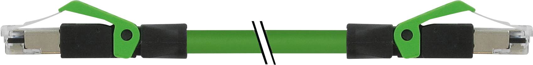 'Câble électrique vert avec des isolants noirs et des bornes vertes aux extrémités.'