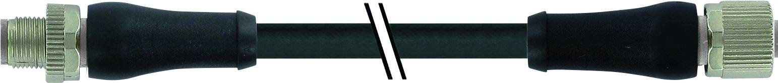 Un tuyau noir et flexible muni de deux embouts métalliques à ses extrémités, séparé par un symbole composé de deux lignes parallèles.
