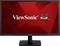 Un écran d'ordinateur avec un fond rouge affiche le logo 'ViewSonic' et trois oiseaux stylisés.