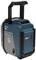 Une radio de chantier portable Makita bleue avec un boîtier robuste, fonctions Bluetooth et DAB+. Idéale pour une utilisation sur les chantiers.