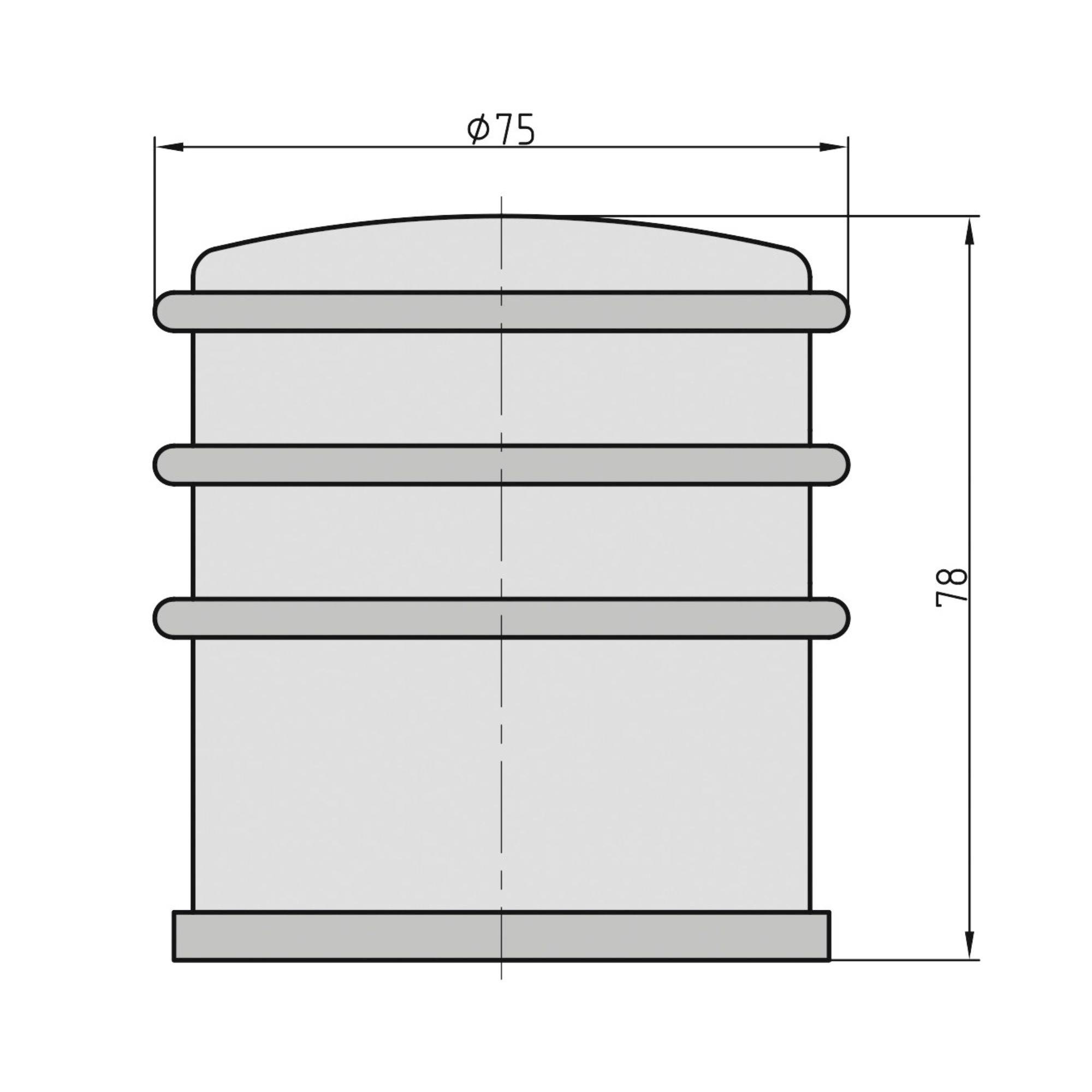 «Dessin technique d'un objet cylindrique avec dimensions : diamètre 75, hauteur 78.»