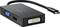 Un adaptateur noir avec une fiche USB-C et trois ports : VGA, HDMI et DVI. Permet de connecter différents écrans à des appareils modernes.