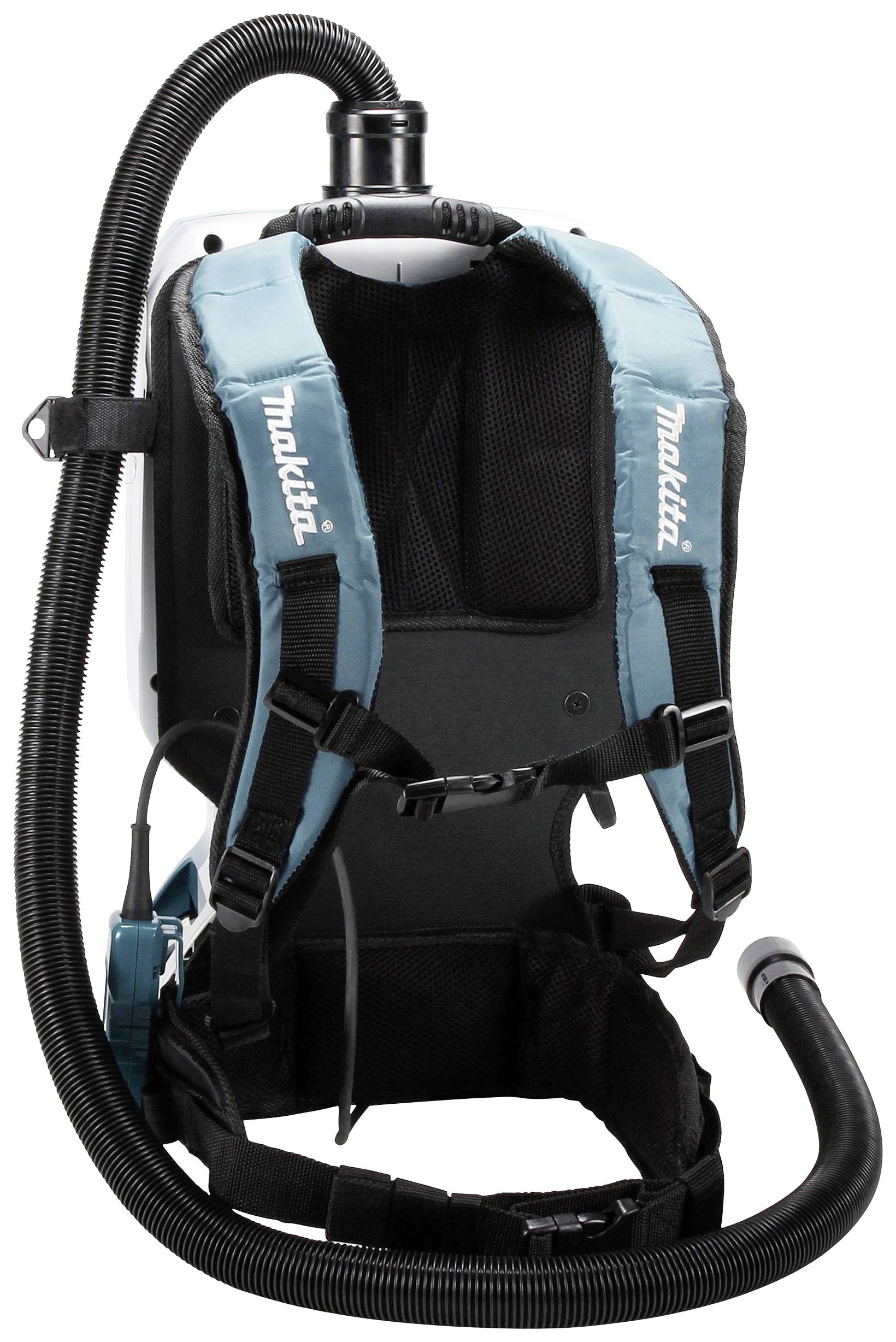 Aspirateur dorsal avec sangles d'épaule et tuyau. Adapté pour un nettoyage efficace dans des zones difficiles d'accès.