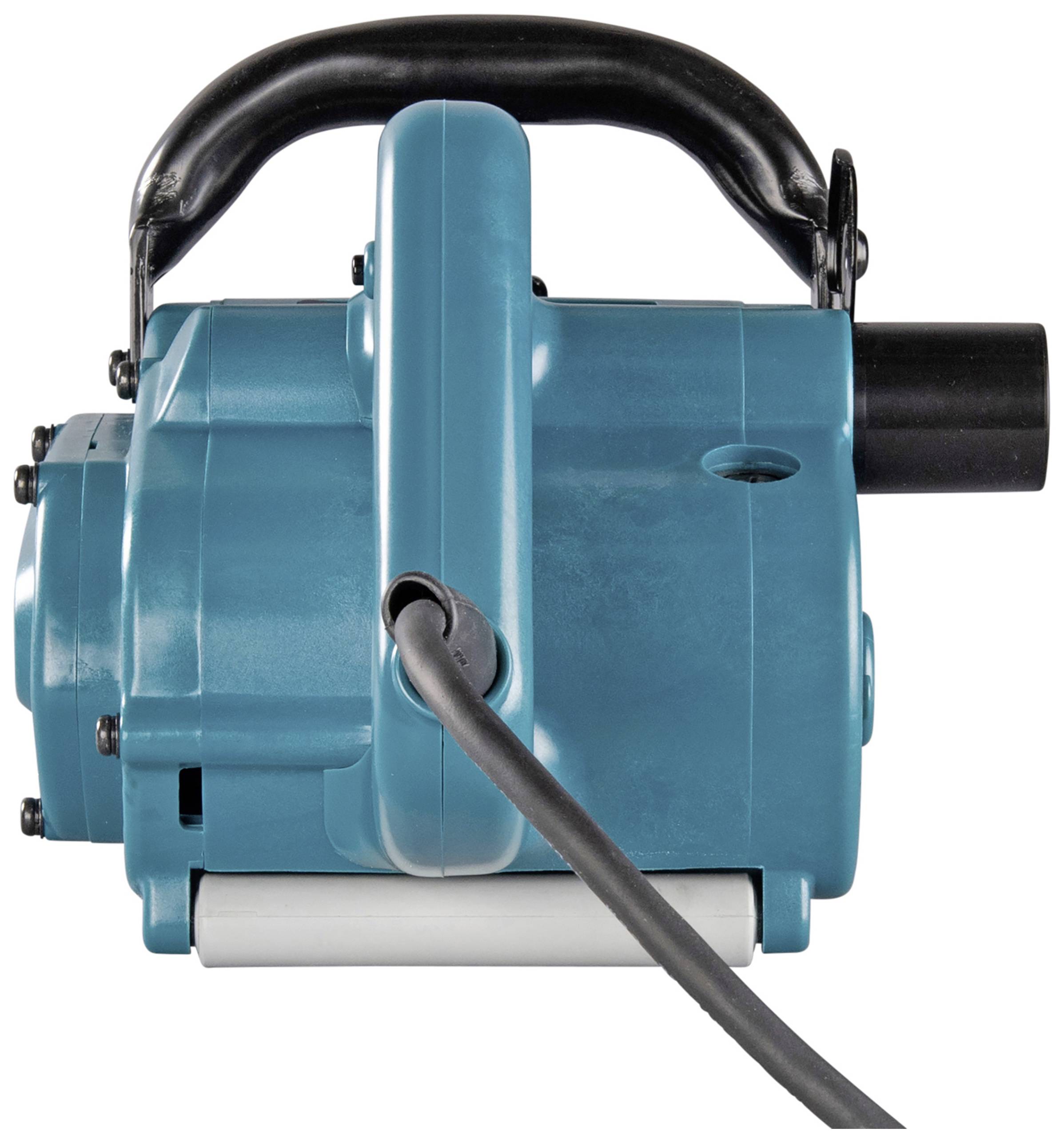 Appareil électrique à main de couleur bleue avec une poignée noire, connexion du câble visible en bas, probablement un outil électrique.