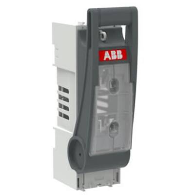 Un interrupteur électrique ABB avec un boîtier gris et une protection transparente, révélant les mécanismes de commutation internes, avec le logo de la marque en haut.