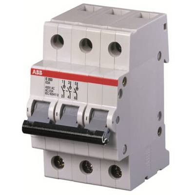'Disjoncteur triphasé avec trois interrupteurs, adapté pour 400V AC, 63A, de la marque ABB'