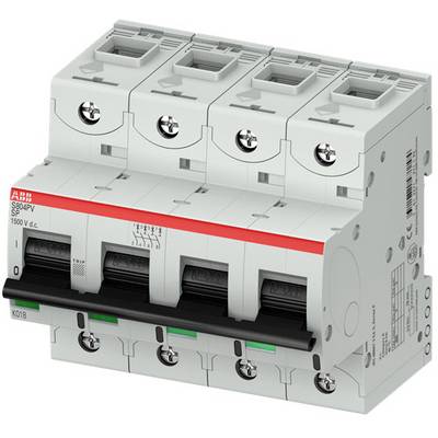 Disjoncteur tétrapolaire avec champs indicateurs rouges et verts, adapté aux installations de 1500 V DC, d'une marque réputée d'appareils électriques.
