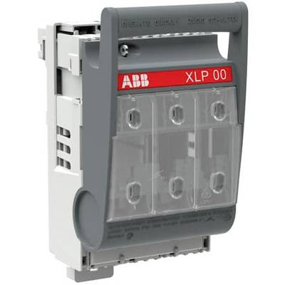 Support de fusible ABB Grauer XLP 00, adapté pour les fusibles NH. Boîtier en plastique avec couvercle transparent, étiquette rouge avec numéro de modèle.