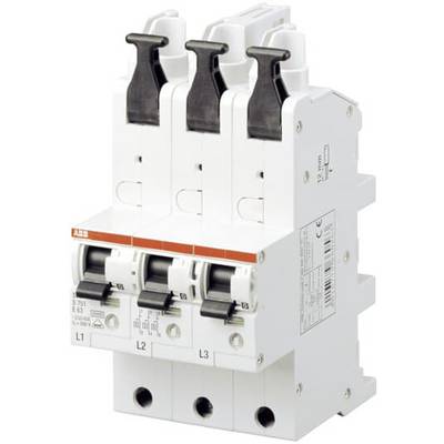 Disjoncteur tripolaire avec interrupteurs à bascule noirs en haut, identifiés par 'L1', 'L2', 'L3' pour les circuits de phases électriques.