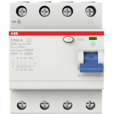 Disjoncteur automatique avec levier bleu, bouton de test et détails techniques dans la désignation du modèle. Modèle de ABB.