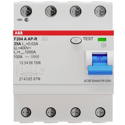 ABB 2CSF204401R1250 F204 A-25/0,03 AP-R Interrupteur différentiel A 4 pôles 25 A 0.03 A 400 V-0