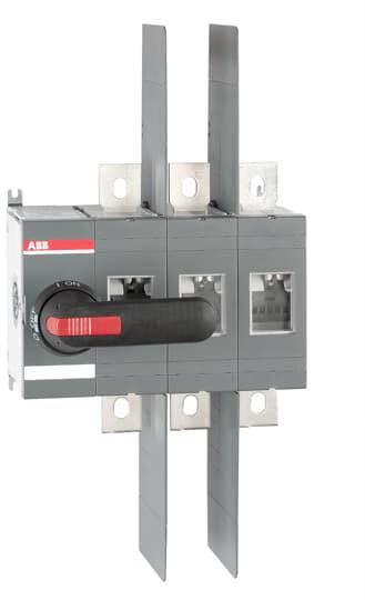 Un sectionneur gris avec un levier rouge, monté en position verticale, utilisé pour la commutation et la séparation des circuits électriques.