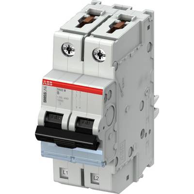 'Un disjoncteur bipolaire Siemens, type 5SJ4. Adapté pour 230/400 V et 50 Hz, avec pouvoir de coupure jusqu'à 10 kA.'
