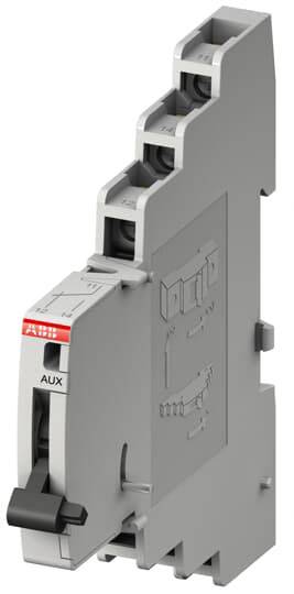 Un composant industriel gris et étroit d'ABB avec un levier, probablement un dispositif électrique de commutation.