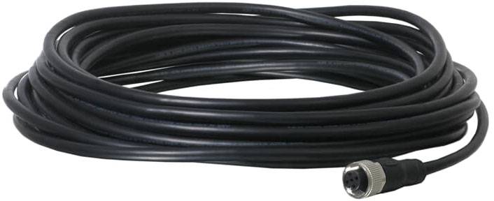 Un long câble noir avec une fiche multibroche.