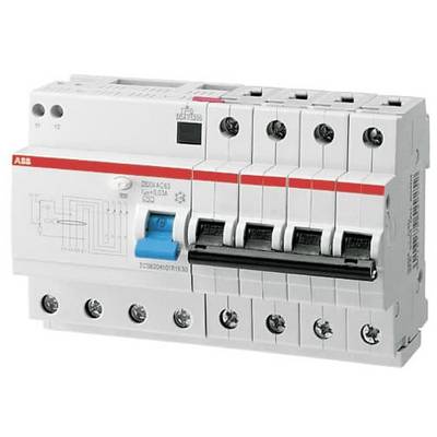 Disjoncteur avec quatre interrupteurs de sécurité connectés et bouton bleu. Conçu pour la protection des circuits électriques.