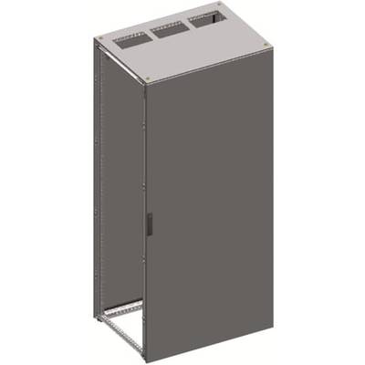 Armoire métallique grise, verticale, avec porte fermée. Fentes de ventilation rectangulaires en haut, adaptée à des usages industriels.