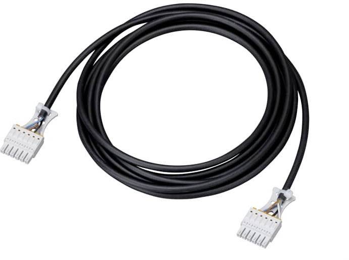 Câble noir rond avec deux fiches à ses extrémités, adapté pour les connexions électroniques.