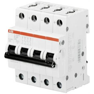 Un disjoncteur de protection quatre pôles avec des marquages rouges, adapté à la protection et au contrôle des circuits électriques.