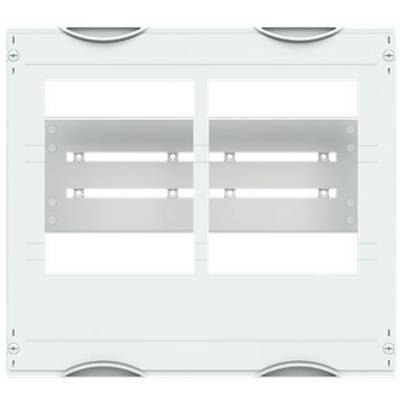 Un boîtier de sécurité vide, rectangulaire, avec deux rails verticaux, adapté pour l'installation de composants de protection électrique.