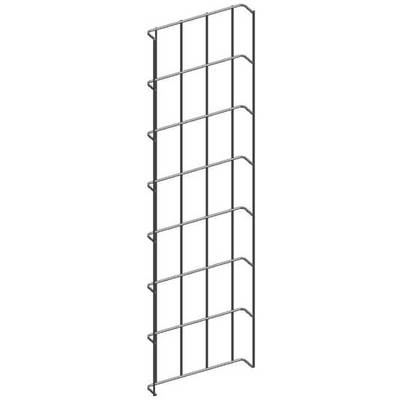Grille métallique, rectangulaire, avec barres verticales et horizontales. Adaptée pour le stockage ou comme cloison de séparation.