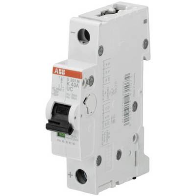 Un disjoncteur blanc ABB avec un levier d'interrupteur basculant noir, modèle K40A, pour le contrôle des circuits électriques.