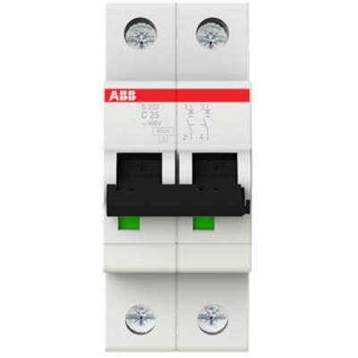Un disjoncteur bipolaire ABB de 25 ampères, adapté pour la protection contre les courts-circuits et les surcharges.