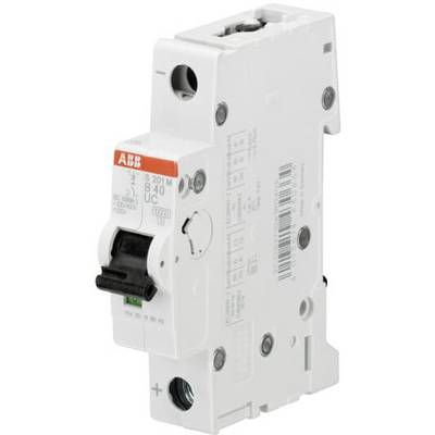 Un disjoncteur électrique vertical, blanc avec un interrupteur noir et des marquages rouges, sur un fond gris.