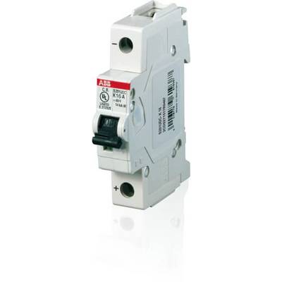 Un disjoncteur unipolaire avec une étiquette rouge, portant l'inscription 'K16A', le logo de la marque visible, adapté aux mesures de protection électrique.