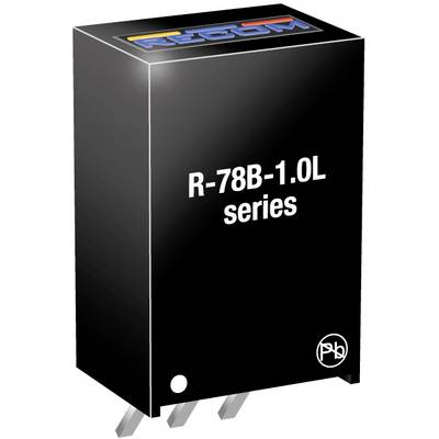 Un régulateur de tension noir de la série R-78B-1.0L de RECOM avec trois broches de connexion.