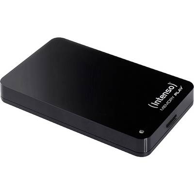 Disque dur externe Intenso Memory Play en noir, design élégant, adapté au stockage et à la sauvegarde de données.