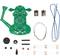 Kit pour un thérémine électronique. Comprend un circuit imprimé, des composants électroniques et des câbles.