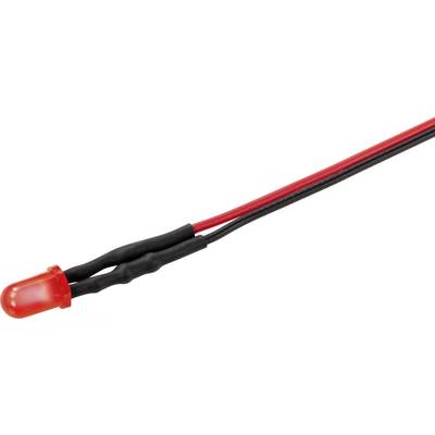 Diode électroluminescente avec un boîtier rouge et deux fils connectés, l'un rouge et l'autre noir, pour des applications électriques.