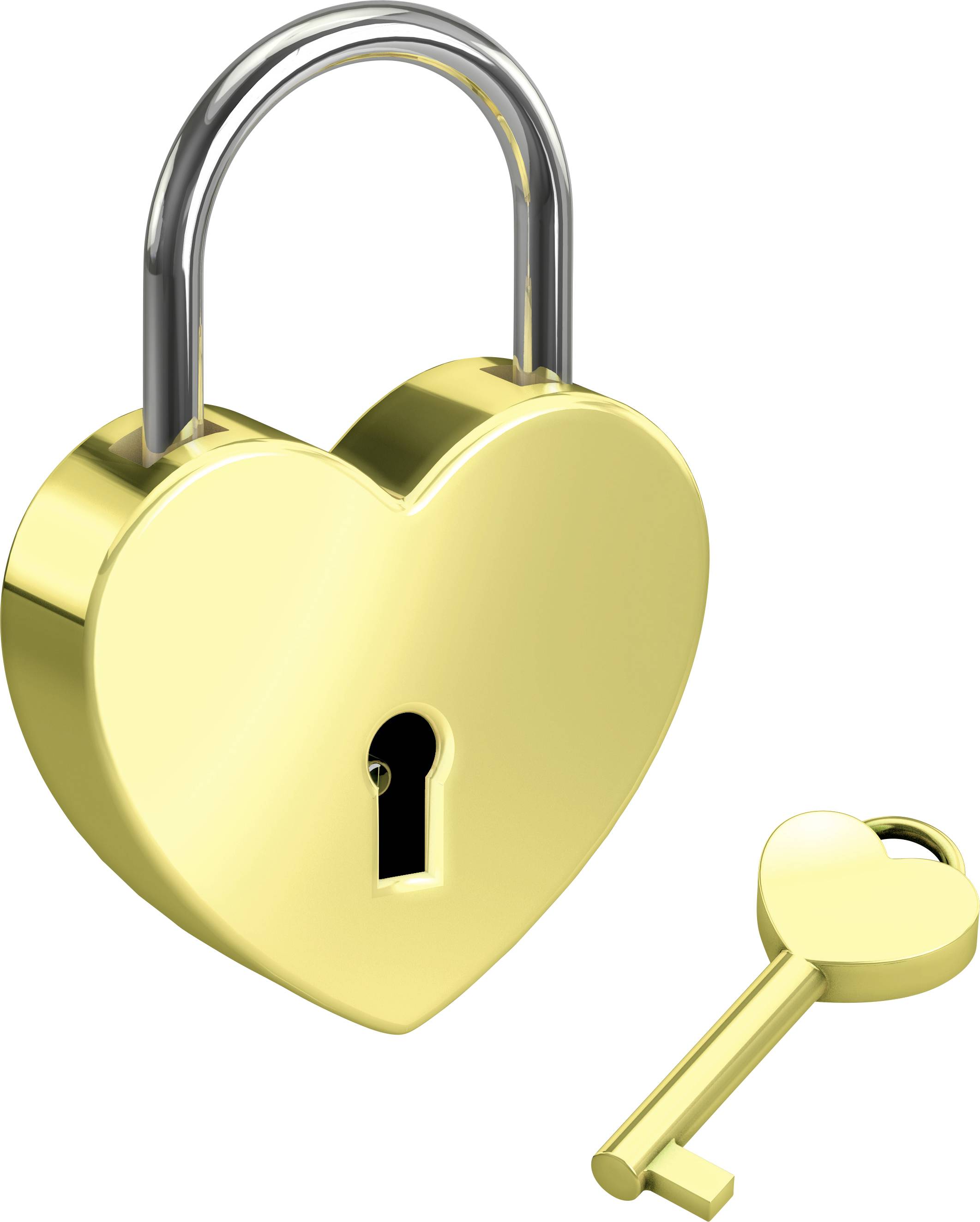 Basi 0006-0701 Cadenas 45 mm Cadenas d'amour or avec serrure à clé