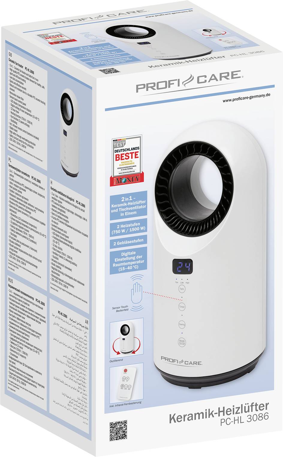 Profi-Care 330860 Radiateur soufflant céramique PC-HL 3086 blanc-4